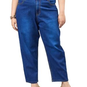 Style Quotient Women Plus Size Black Mom Fit High Rise Stretchable Jeans