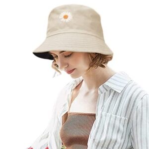 Alexvyan Women Cotton Sun Visor Hats UV Protection Wide Brim Summer Cap Hat UV Protection Breathable Casual Beach Hat, Sun Protection Cap (Beige and Black Reversible), Large