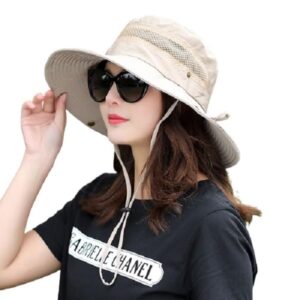 Alexvyan Round Crown Hat Sun Visor Hats for Women Wide Brim Summer Cap for Girls UV Protection Breathable Casual Beach Hat, Safari Hat Sun Protection Cap for Women Girl Men