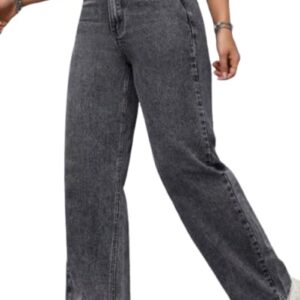 Women's High Waist Wide Leg Jeans, Regular Fit, Baggy Style, Grey