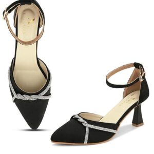 XE Looks Women's Fashion Sandals | Faux Leather Attractive and Trendy Block Heel | or Wedding Occasion Heel Height 3inch| For Women & Girls