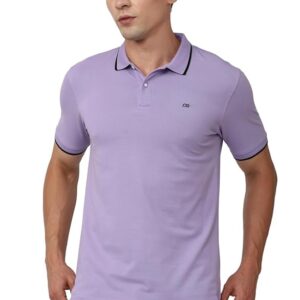 Peter England Men's Snug Fit Solid Polo T-Shirt with Coloured Collar Tipping| Cotton Rich| Premium Pique Weave