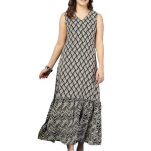 Daevish New Rayon Printed Flared Maxi Dress for Women | Women Maxi Length Dress
