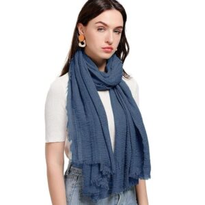 ICW Women's UV Protection Premium Light Weight Wrinkle Ironless Crinkle Cotton Hemp Summer Scarf Stoles Shawl head scarves for girls
