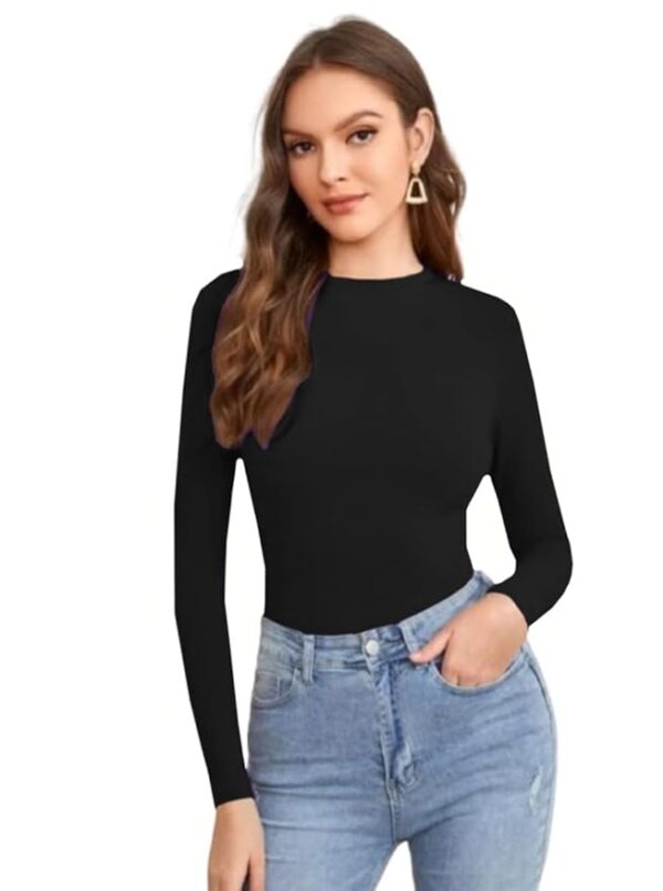 Dream Beauty Fashion Women's Full Sleeve Top Round Neck Casual Tshirt 23 Inches (BZF-Empire Top 4-P)
