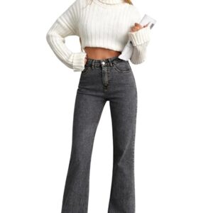 KOTTY Women High Waist Bootcut Jeans Stretch Denim Slim Fit Flare Bottom Casual Jeans