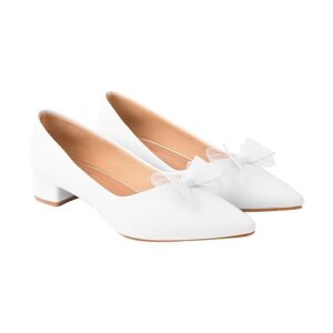 Shoetopia Women's Pointed Toe Ballet Flats | Elegant Slip-On Dress Sandal with Bow Detail | Comfortable Office, Party & Casual Footwear
