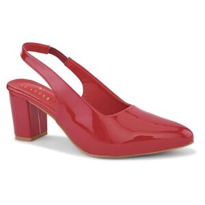 XE Looks Women’s Glossy Pointed Toe Heels | Elegant Slingback Design | Comfortable Block Heel Sandals for Girls & Women