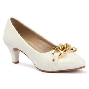 Women Pointed Toe Kitten Heel Pump Slip on Paitent with Buckle Casual Stylish & Comfortable DSN-27