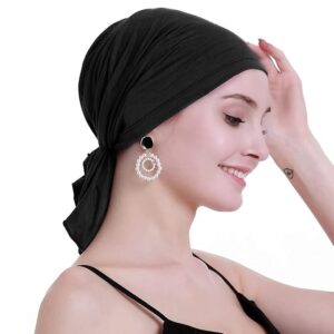 PALAY Head Scarf For Female Cotton Elastic Chemo Caps Headwear Turban, Pre-Tied Cancer Cap Headscarf Slip On Headwrap for Hair Loss Or Thin Hair