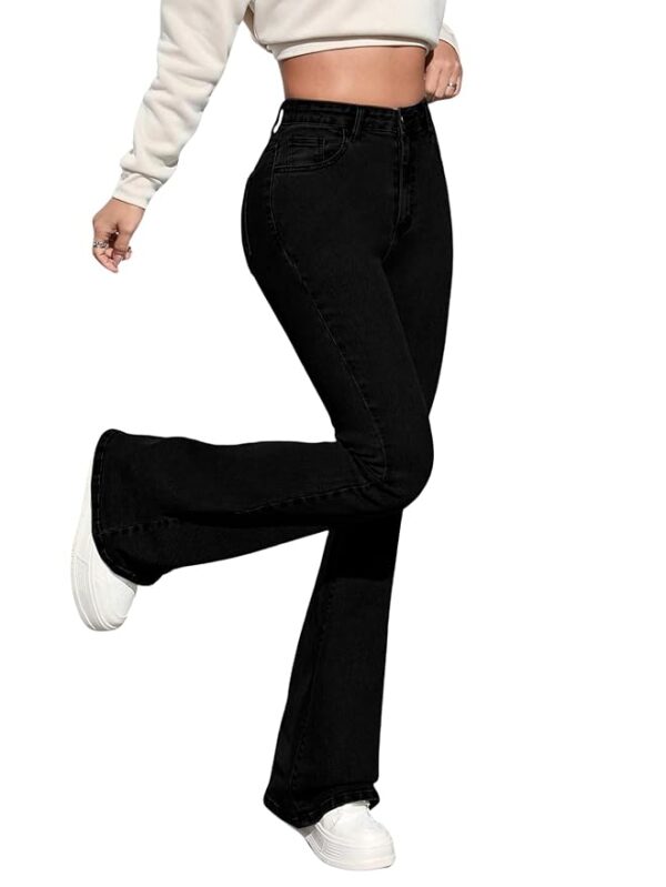 Aahwan Blue Solid Low Waist Bootcut Denim Jeans for Women's & Girls'