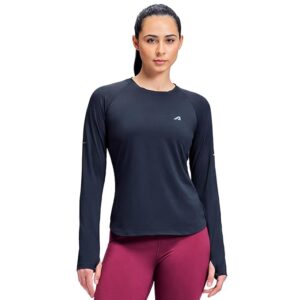 Boldfit Full Sleeve Gym Tshirt for Women - Dry Fit Sports T-Shirt with UV Protection, 360 Reflective Detailing & Thumbhole | Poly-Spandex 4-Way Stretch Active Wear for Workout, Running, Yoga