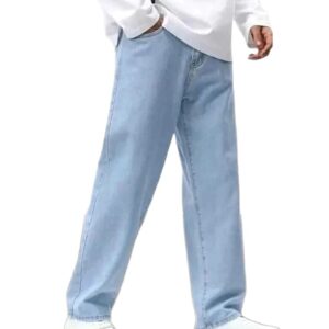 HOC Straight Fit Men Light Blue Jeans | Tailored Fit | Mid-Rise Waist | Durable Cotton Blend Fabric | Contemporary Solid Finish | All-Season Wear | Style 33