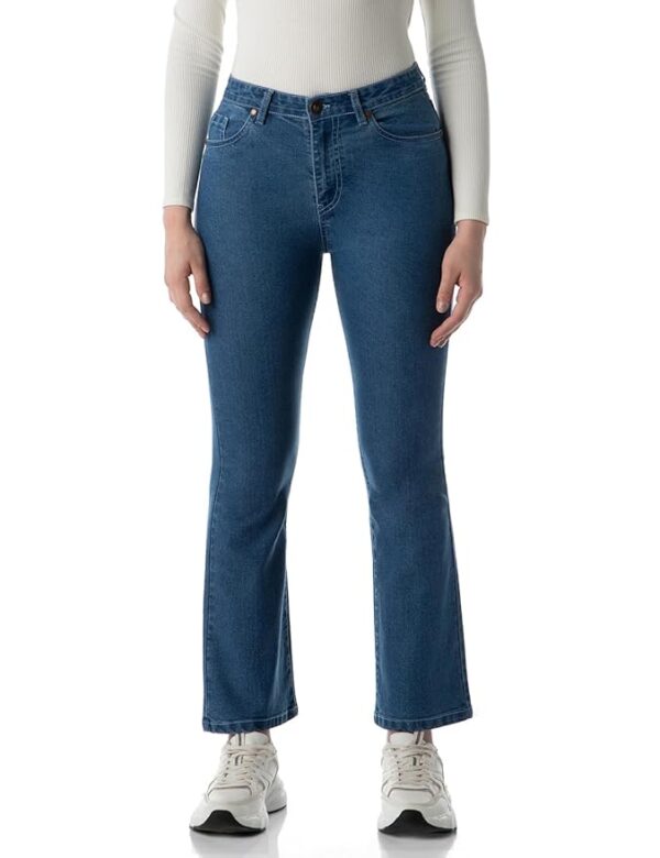 INKD Women's Flared Bootcut Jeans - High-Rise | Enzyme Wash | Classic 5 Pocket Styling | Jeans for Women (Available in Plus Sizes)