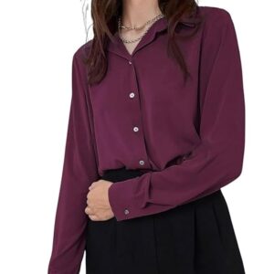 GRECIILOOKS Women's Rayon Oversized Fit Crop Top Korean Style Long Sleeve Oversized Button Down| Workwear Top for Office & Casual Wear (Available in Plus Size)