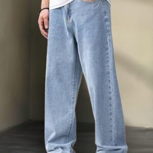 Loose Fit Mid Rise Light Blue Men Denim Jeans