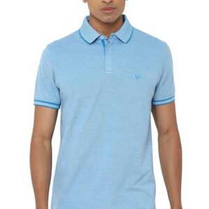 Allen Solly Men’s Pastel Shade Polo T‑Shirt | Bird’s Eye Knit Texture | Soft Cotton‑Blend | Regular Fit | Half Sleeves | Casual Everyday Wear