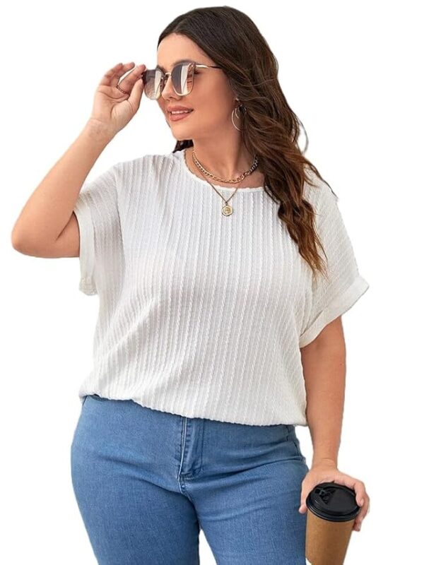 Zilcon Womens Dressy Casual Business Work Tops Summer Half Sleeve Boat Neck Jacquared Top for Women Formal, Casual, Office, Date, Outing, Party Tops