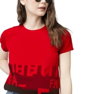 Mack Jonney Women Printed Cotton Rich T Shirt | Round Neck Tshirts|Half Sleeves|Printed-Regular Fit-Mack640809