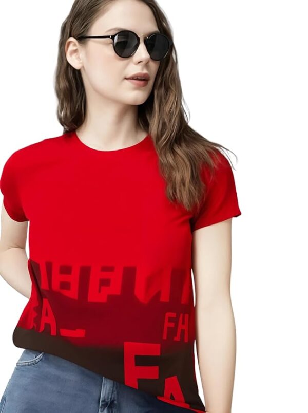 Mack Jonney Women Printed Cotton Rich T Shirt | Round Neck Tshirts|Half Sleeves|Printed-Regular Fit-Mack640809