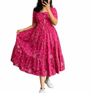 Women's Rayon Maxi Midi Dress Western Dress for Women Elegant Floral Printed Long Dresses