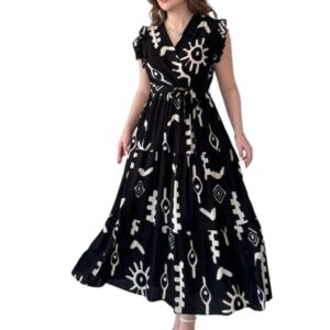 Modestouze Attires Dress for Women Western Maxi Style, Indo Western Dresses, One Piece Long Gown, A Line Flared Pattern, Ethnic Look Outfit for Women