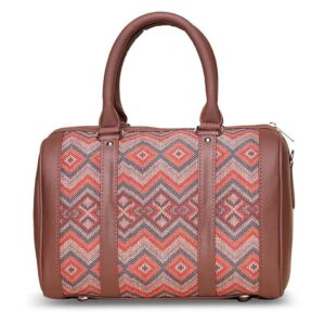 ZOUK Gwalior Weaves Printed Women's Jute Handcrafted vegan Leather Multicolor Handheld Handbag