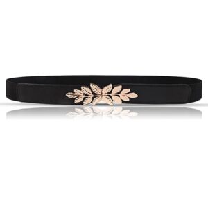 REDHORNS Elastic Fabric Waist Belt for Women Dresses Leaf Design Stretchy Slim Ladies Belt for Saree Girls Jeans - Free Size (LD22_P)