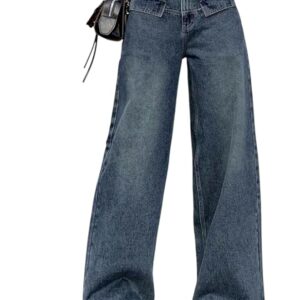 ODDMONEKY Baggy Jeans for Women || Relaxed Fit Wide Leg High Rise Jeans for Women (Wjeans-8-Black-Flare-Wskspray-30)