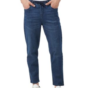 INKD Men's Jogger Jeans - Mid-Rise | Cotton Blend | Stretchable Fabric| Elasticated Waistband | Classic 5 Pocket Styling | Jeans for Men | Men's Bottomwear (Available in Plus Sizes)