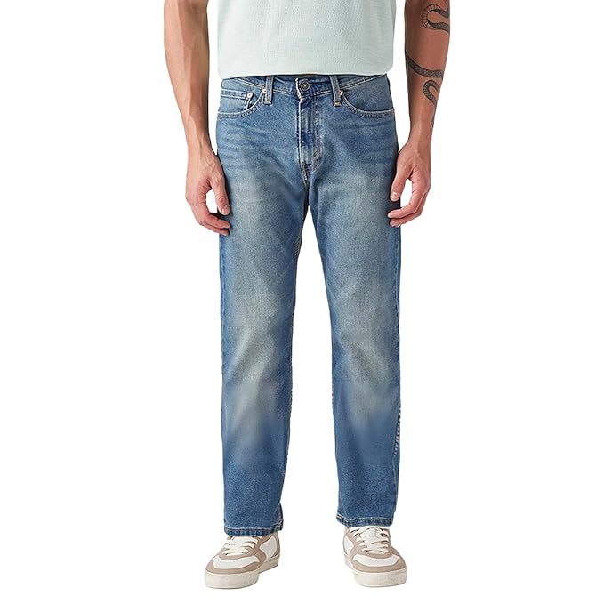 Men's 505 Blue Straight fit mid Rise Jeans