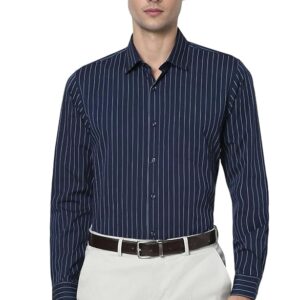 Peter England Men's Slim Fit Full Sleeve Striped Formal Shirt | Cotton Rich | Wonder Fabric | Pin Point Oxford