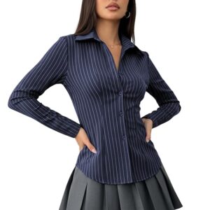 Solid Front Button Long Sleeve Casual Shirt for Women' & Girl's