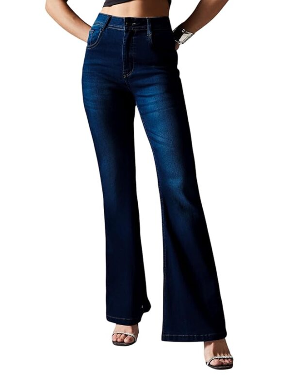 Miss Chase Women's Wide-Leg High-Rise Regular-Length Stretchable Shaping Denim Jeans
