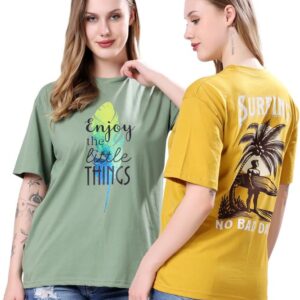 London Hills Women's Cotton Blend Oversized Fit Oversized Tshirt | Oversized Tshirt - Pack of 2