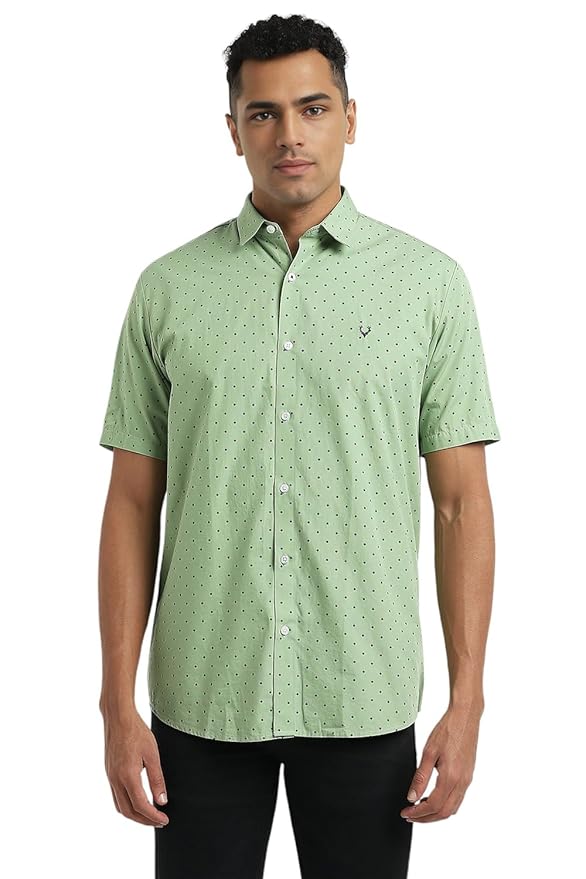 Allen Solly Men’s All‑Over Print Casual Shirt | Half Sleeve | Regular Fit | Contemporary Everyday Style