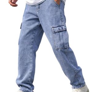 TAGAS Men Loose Fit Men's Flip Pocket Jeans || Mens Stylish Cotton Loose Fit Denim Cargo || Multi-Pocket Styling Pant||