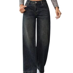 GRECIILOOKS Wide Leg Jeans for Women | Baggy Jeans for Woman | Relaxed Fit High Waisted Loose Fit Trendy Fashion Pants Casual Stylish Streetwear