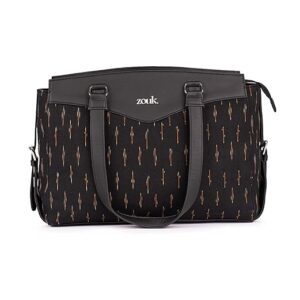 ZOUK Jute Vegan Leather Women's Work Bag With Double Handles Strap