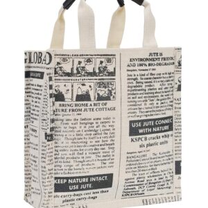 Jute Cottage Jute Bags for Lunch for Women and Men Jute Multi-Purpose Bags Newspaper Print