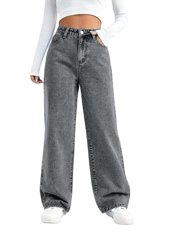 GRECIILOOKS Jeans for Women – Wide Leg High Waist Baggy Denim Pants | Casual Straight Fit Trousers with Utility Pocket Design