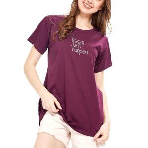 WEET Women's Cotton Long Printed T-Shirt 5433