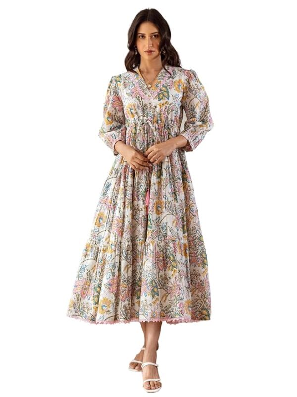 GRECIILOOKS Stylish Women Derss | One Piece Long Sleeve Maxi Dresses for Women Multicolour