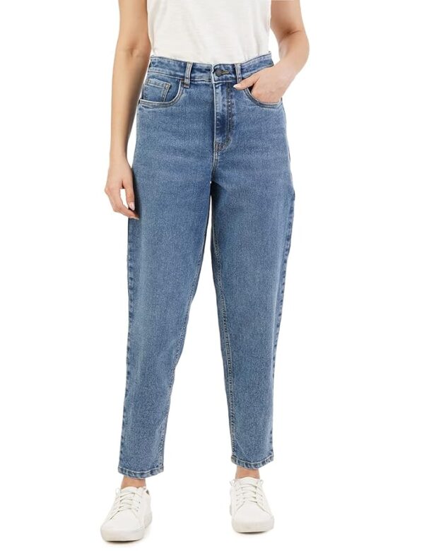 INKD Women's Stretchable Barrel Fit Jeans - High-Rise | Lightweight | Classic 5 Pocket Styling | Jeans for Women (Available in Plus Sizes)