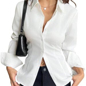 Aahwan Women Polyester Modern Fit Solid Front Button Long Sleeve Casual Shirt