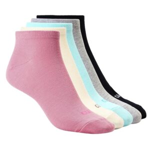 CULT Women’s Casual Low Ankle Cotton Blend Socks – Breathable, Moisture Absorbent, Superior Fit & Comfort – Multicolour - Pack of 5