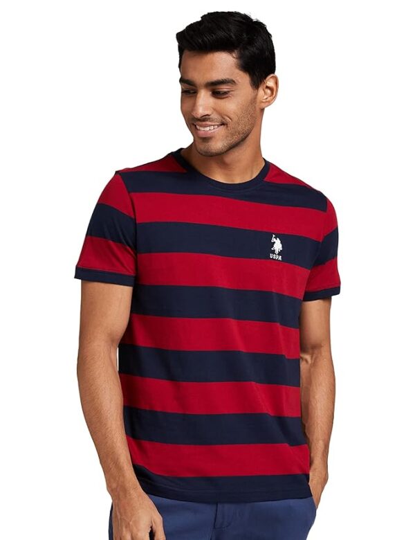 U.S. Polo ASSN. Men's Cotton Regular Fit Crew Neck Striper I688 Lounge T-Shirt (Pack of 1)