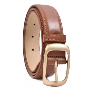 WildHorn Women's Leather Belt with Gold-Tone Buckle, Classic Black, Dress Belt