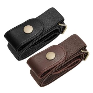 SUOSDEY No Buckle Elastic Stretch Belts For Men And Women, Comfortable Invisible Belts For Jeans Pants (I-Black+Coffee, L--Xxl:Waist Size 34''-48'')