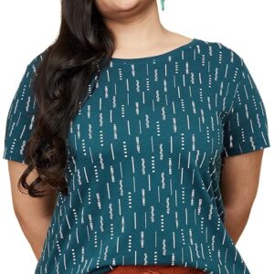 Max Plus Size Women Cotton Printed Round Neck T-Shirt